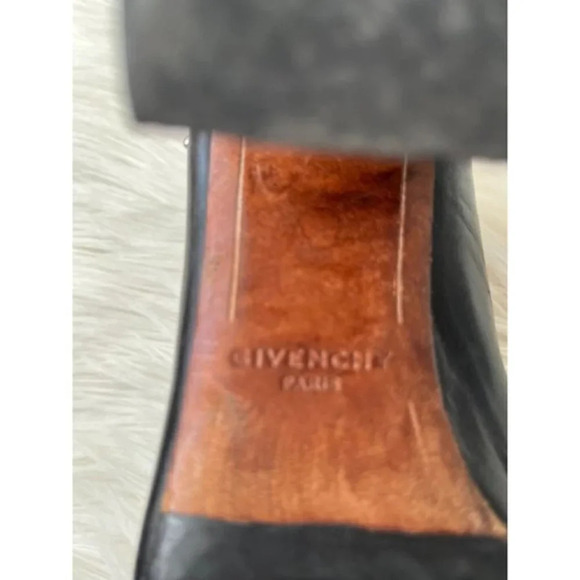 Givenchy Black Leather Studded Slingback Heels Shoes Block Heel 36.5 - Picture 6 of 12